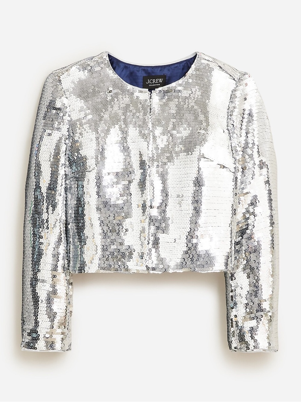 J. Crew Silver Sequin Cropped Blazer